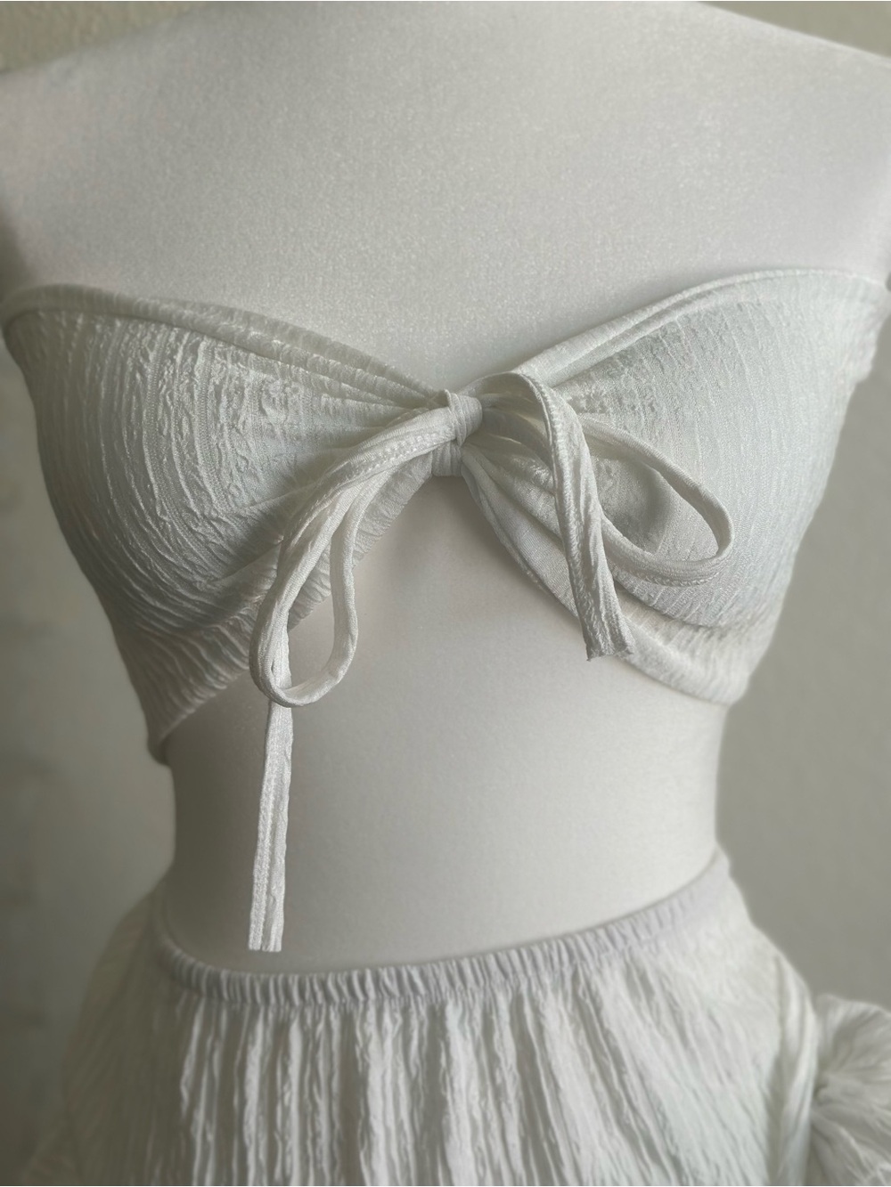 White Ruffled High-Low Swim Coverup Skirt - Picture 3 of 6